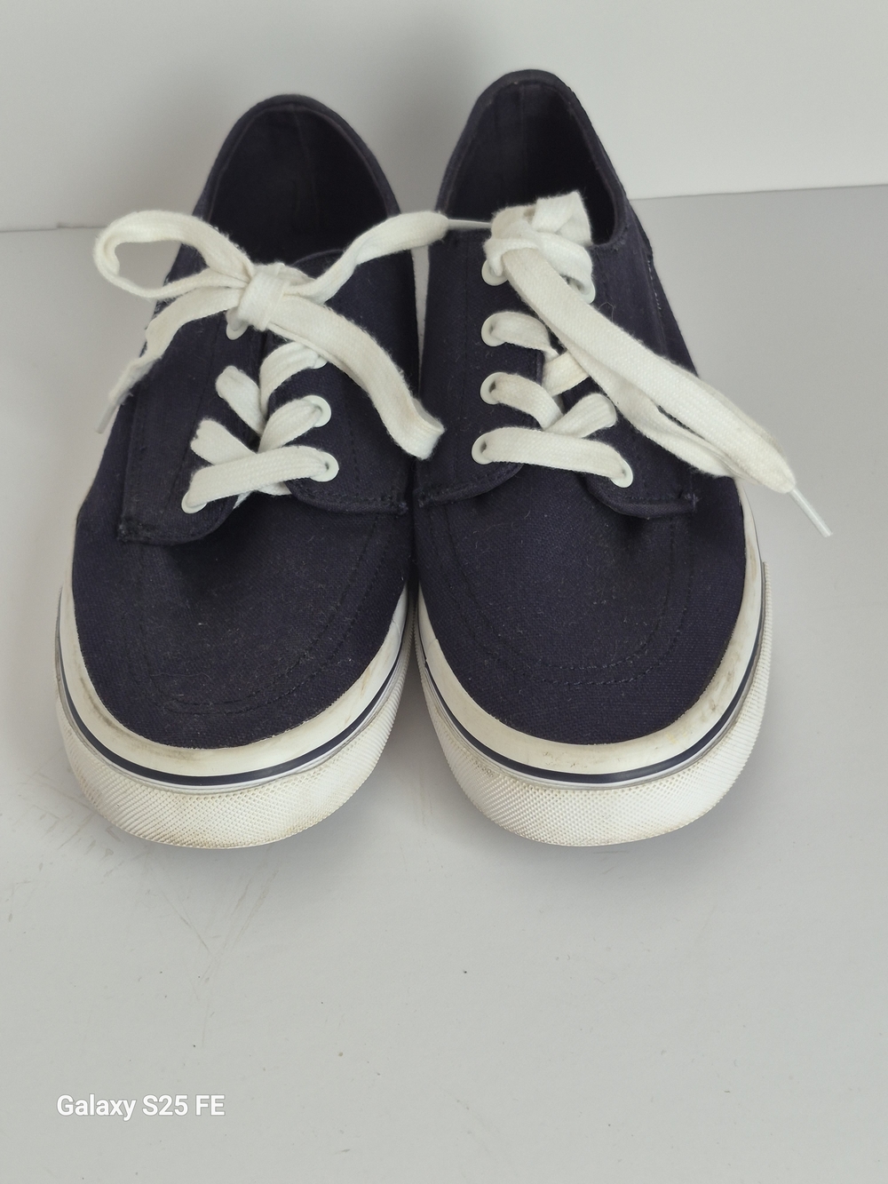Classic Canvas Lace-Up Sneakers with a Navy Stripe On Soles - Picture 6 of 12